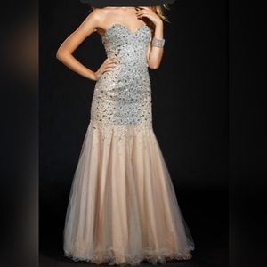 Terani Couture Prom Gown Dress, Nude Size 10